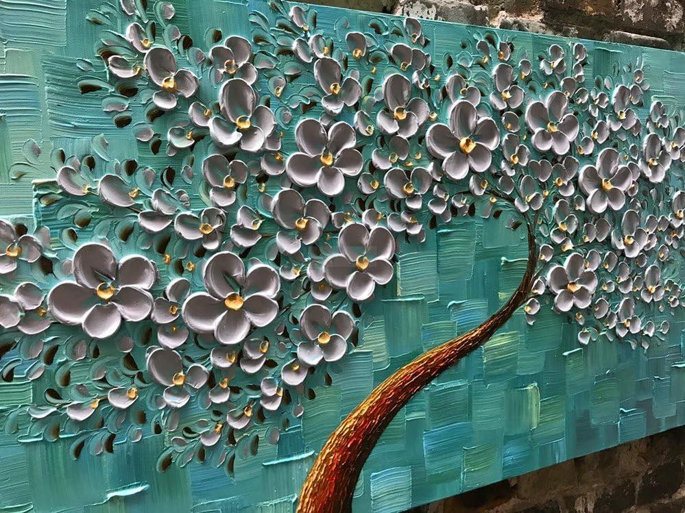 100% hand painted Oil Painting On Canvas Texture Palette Knife silver Flowers Painting Modern Home Decor Wall Art Painting 3D Abstract Artwork Painting-Painting-BEESARI