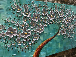 100% hand painted Oil Painting On Canvas Texture Palette Knife silver Flowers Painting Modern Home Decor Wall Art Painting 3D Abstract Artwork Painting-Painting-BEESARI
