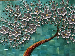100% hand painted Oil Painting On Canvas Texture Palette Knife silver Flowers Painting Modern Home Decor Wall Art Painting 3D Abstract Artwork Painting-Painting-BEESARI