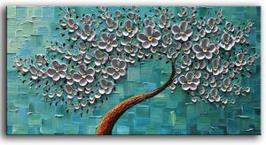 100% hand painted Oil Painting On Canvas Texture Palette Knife silver Flowers Painting Modern Home Decor Wall Art Painting 3D Abstract Artwork Painting-Painting-BEESARI