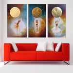 3-Panel Modern Abstract Canvas Wall Art Set – Blue & Gold Digital Print – Ready-to-Hang Home Decor