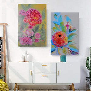 2-Panel Floral Art | Abstract Style Nature Painting | Hand Painted-Painting-BEESARI