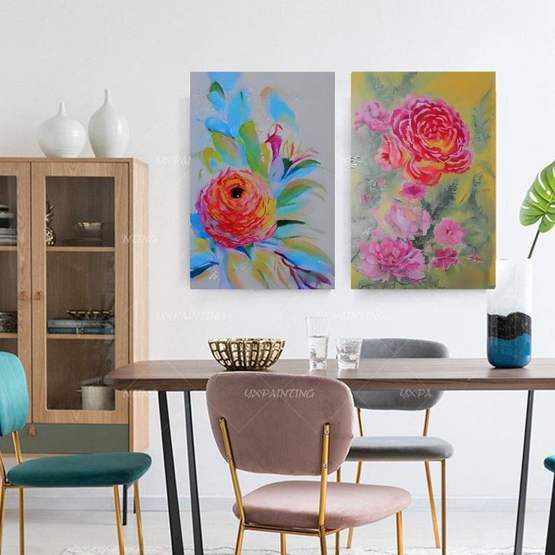 2-Panel Floral Art | Abstract Style Nature Painting | Hand Painted-Painting-BEESARI