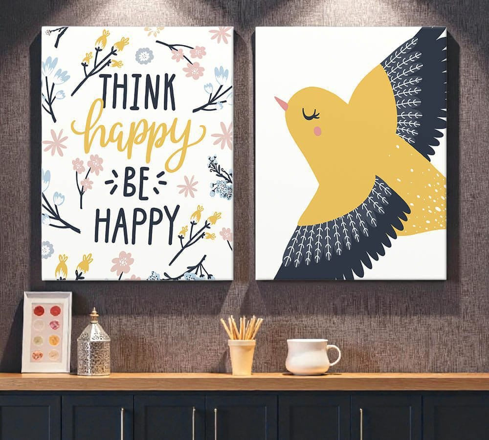 Yellow Bird & Quote (Set of 2) Nursery Poster Art