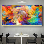 Modern Abstract Digital Canvas Wall Art – Blue & Gold Contemporary Print – Ready-to-Hang Home Decor