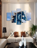 5-Panel Abstract Canvas Wall Art – Modern Multicolor Digital Print – Ready-to-Hang Home Decor Set