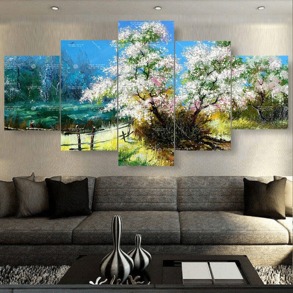 5-Panel Modern Abstract Canvas Wall Art – Contemporary Design – Ready-to-Hang Multi-Piece Wall Decor Set
