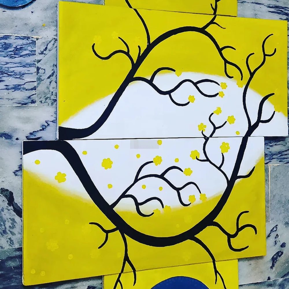 4/Panel Set - Lemon Yellow Islamic Calligraphy Painting | Home Decor-Painting-BEESARI