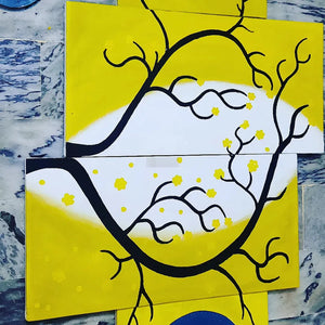 4/Panel Set - Lemon Yellow Islamic Calligraphy Painting | Home Decor-Painting-BEESARI