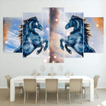 5-Panel Modern Abstract Canvas Wall Art Set – Contemporary Blue & Gold Geometric Print – Ready-to-Hang Home Decor