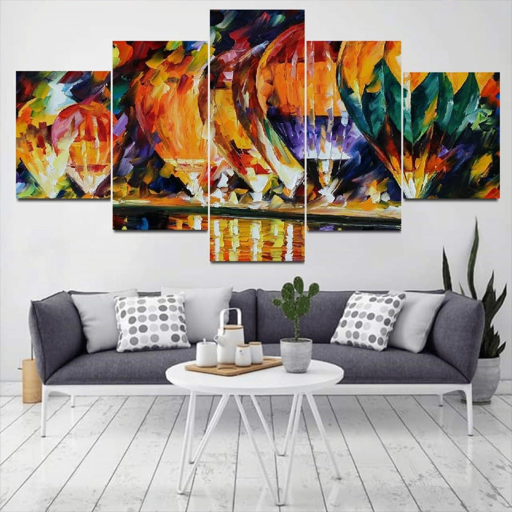 5-Panel Modern Abstract Canvas Wall Art – Contemporary Geometric Design – Ready-to-Hang Multi-Piece Wall Decor Set
