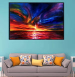 Modern Abstract Canvas Wall Art – Teal & Gold Digital Print – Contemporary Home & Office Decor – Ready to Hang