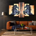 5-Panel Modern Abstract Canvas Wall Art – Contemporary Black & Gold Geometric Print – Ready-to-Hang Home Decor Set