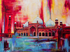 Badshahi Mosque Painting Modern Abstract Style Original Hand-painted | Textured Handmade Painting on Canvas