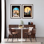 Lahore Landmarks Seen Through Arches (2 Panel) Travel Wall Art