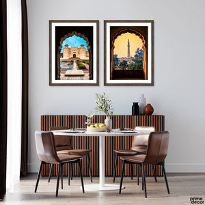 Lahore Landmarks Seen Through Arches (2 Panel) Travel Wall Art