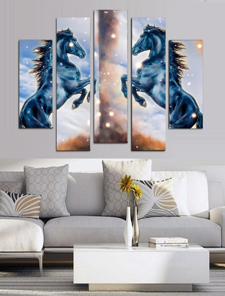 5-Panel Modern Abstract Canvas Wall Art – Contemporary Geometric Design – Ready-to-Hang Multi-Piece Wall Decor Set