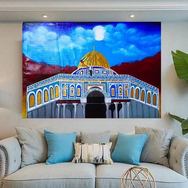 AL AQSA MOSQUE || Palestine mosque | Handmade Painting | Home Decor | Wall Decor-Painting-BEESARI