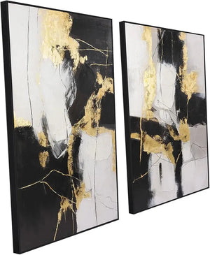 Black and Gold Wall Art Decor - Large Abstract Canvas Wall Art for living room bedroom office-Painting-BEESARI