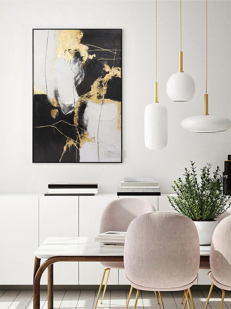 Black and Gold Wall Art Decor - Large Abstract Canvas Wall Art for living room bedroom office-Painting-BEESARI