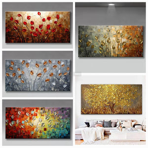 Brown Red Floral Abstract Painting | Textured Handmade Painting | Home Decor-Painting-BEESARI