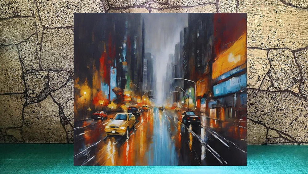 Cityscape Painting || Handmade Oil Painting | Modern Abstract Art | Home Decor | Wall Decor-Painting-BEESARI