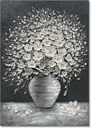 Epicler art Hand-painted abstract white flower art oil painting | canvas wall art painting office home wall decorative art-Painting-BEESARI