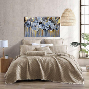 Floral Abstract Art | Gray Gold on Canvas Handmade Painting | Home Decor-Painting-BEESARI