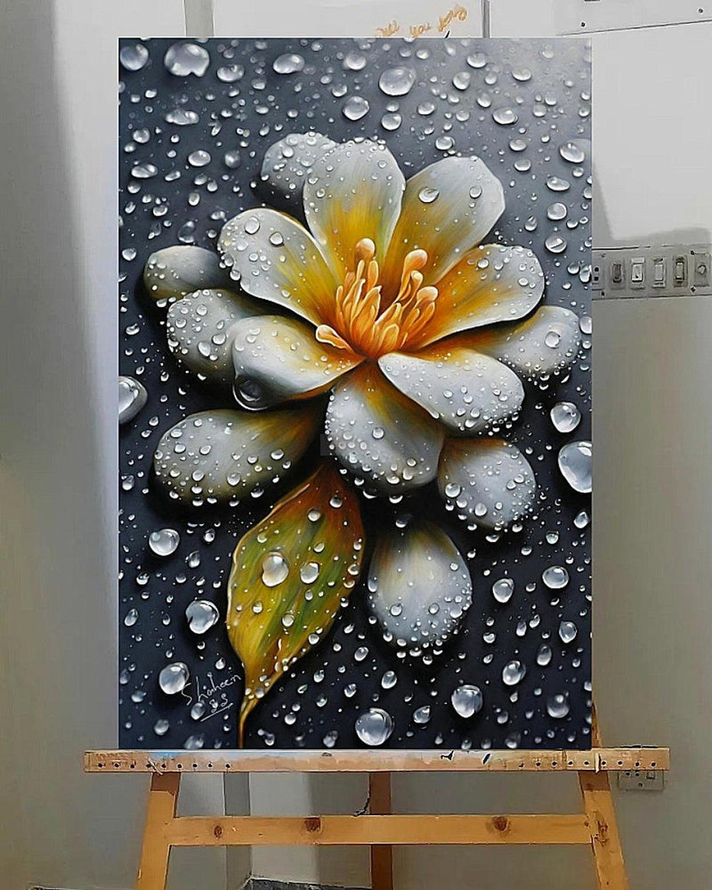 Flower in the Rain | Handmade Painting | Oil on Canvas | Wall Decor-Painting-BEESARI