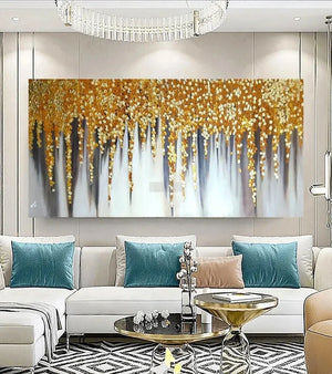 Gold Grapes | Modern Abstract Art Gold Foil Painting Handmade Painting | Home Decor | Wall Decor-Painting-BEESARI