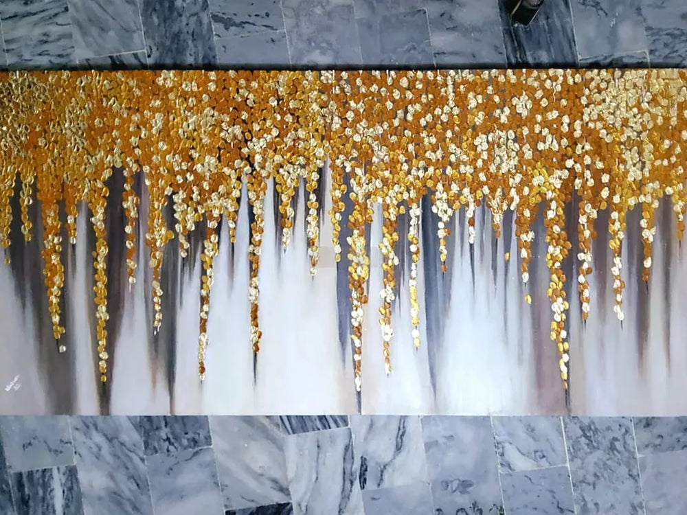 Gold Grapes | Modern Abstract Art Gold Foil Painting Handmade Painting | Home Decor | Wall Decor-Painting-BEESARI