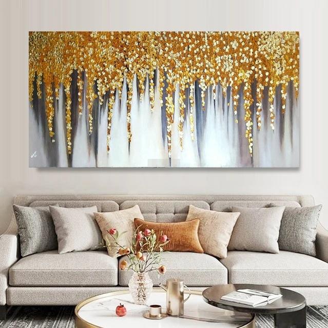 Gold Grapes | Modern Abstract Art Gold Foil Painting Handmade Painting | Home Decor | Wall Decor-Painting-BEESARI