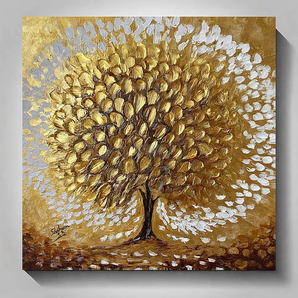 Gold Tree Textured Painting | Abstract Art | Handmade Painting | Home Decor | Wall Decor-Painting-BEESARI