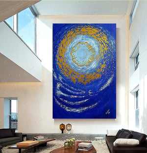 Golden Fish | Ayat-e-kareema | Gold Foil Handmade Painting | Home Decor-Painting-BEESARI