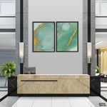 Green & Gold Abstract Tiles (2 Panel) Abstract Wall Art