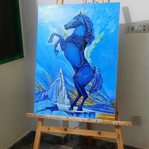 Ice Blue Horse Painting Large Wall Art Decor Canvas Painting Abstract Dining Room Wall Decor Modern Decor Painting Wall Decorations Office Decor-Painting-BEESARI