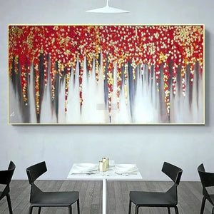 Love Cherry Gold | 3D Textured Gold foil painting | Abstract Art | Handmade Painting | Home Decor | Wall Decor-Painting-BEESARI