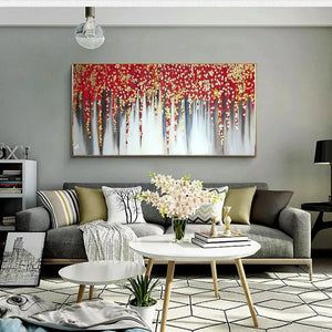 Love Cherry Gold | 3D Textured Gold foil painting | Abstract Art | Handmade Painting | Home Decor | Wall Decor-Painting-BEESARI