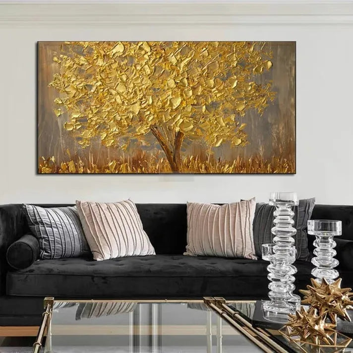 Luxurious Gold Tree Painting | Textured Abstract Art | Handmade Painting | Home Decor-Painting-BEESARI