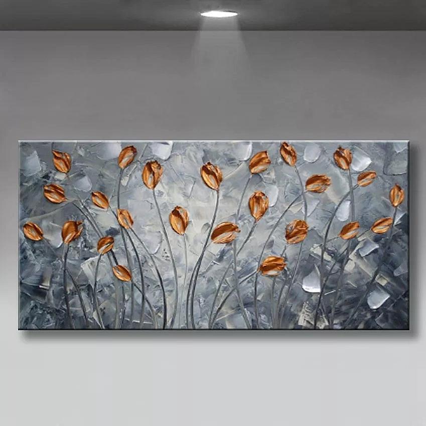 Metalic Grey Abstract Painting | Textured Handmade Painting | Home Decor-Painting-BEESARI