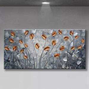 Metalic Grey Abstract Painting | Textured Handmade Painting | Home Decor-Painting-BEESARI