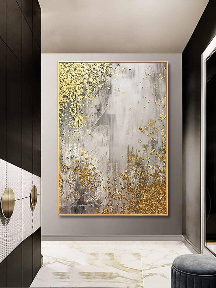 Modern Gold Leaf Abstract Art | Handmade Painting| Home Decor | Wall Decor-Painting-BEESARI
