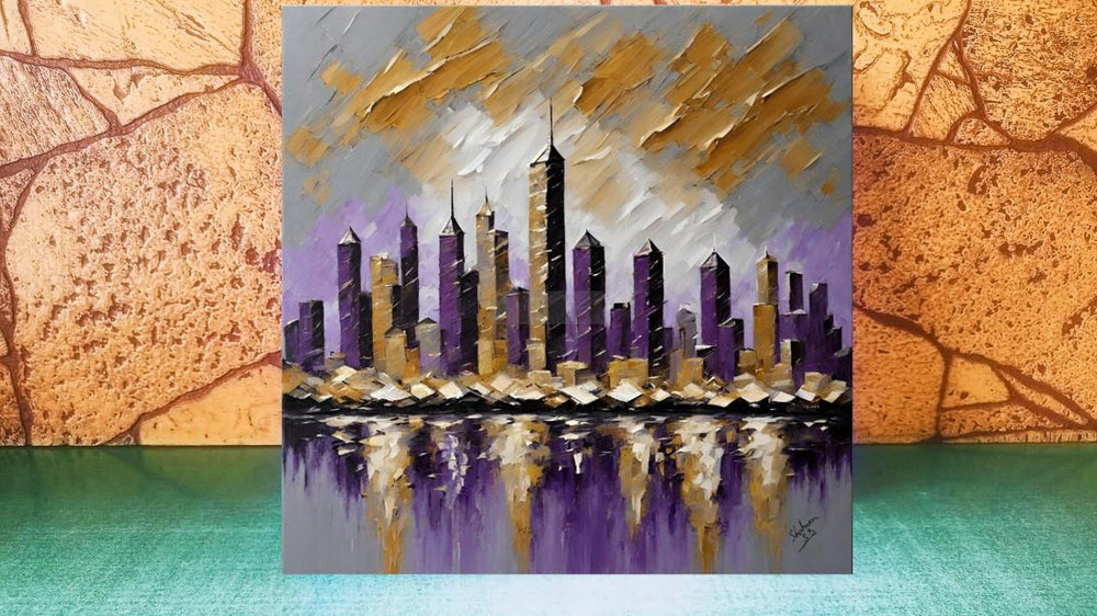 Modern Palette knife Art || Textured Cityscape Painting | Handmade Painting-Painting-BEESARI