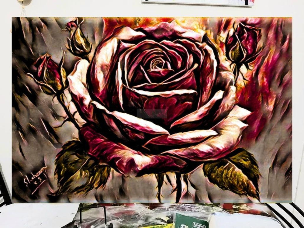 Red Rose | Handmade Painting | Home Decor | Wall Decor-Painting-BEESARI