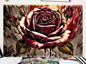 Red Rose | Handmade Painting | Home Decor | Wall Decor-Painting-BEESARI