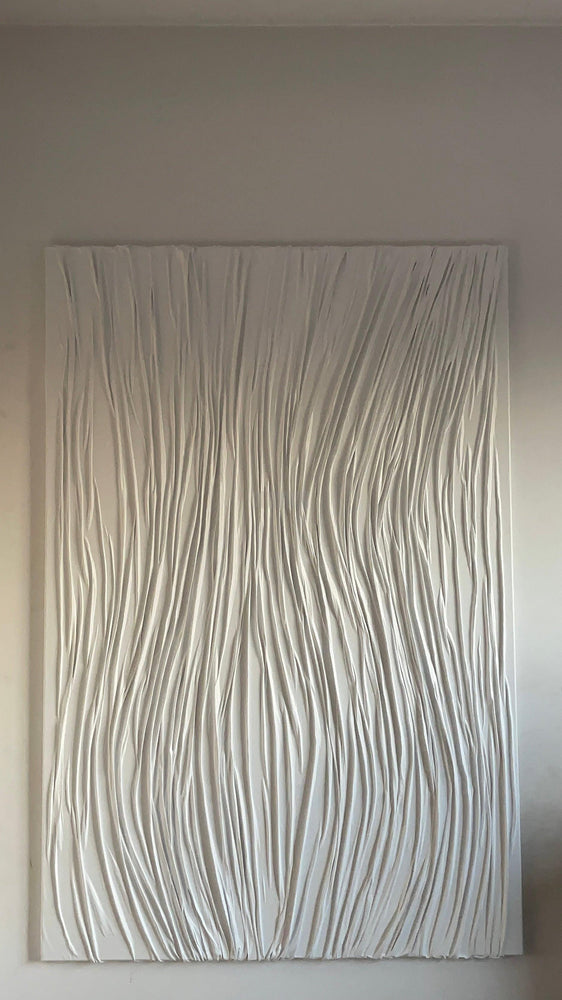 WHITE LINES | Modern 3D Textured Abstract Art on Canvas | Handmade Painting | 3d Wall Art Home Decor-Painting-BEESARI