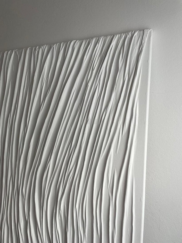 WHITE LINES | Modern 3D Textured Abstract Art on Canvas | Handmade Painting | 3d Wall Art Home Decor-Painting-BEESARI