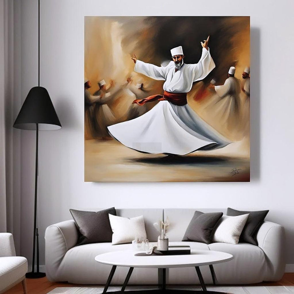 Whirling Dervish Painting | Sufism | Handmade Painting | Home Decor | Wall Decor-Painting-BEESARI