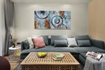 Abstract Wall Art Geometric Canvas Circle Block Painting Modern Grey Brown Artwork
