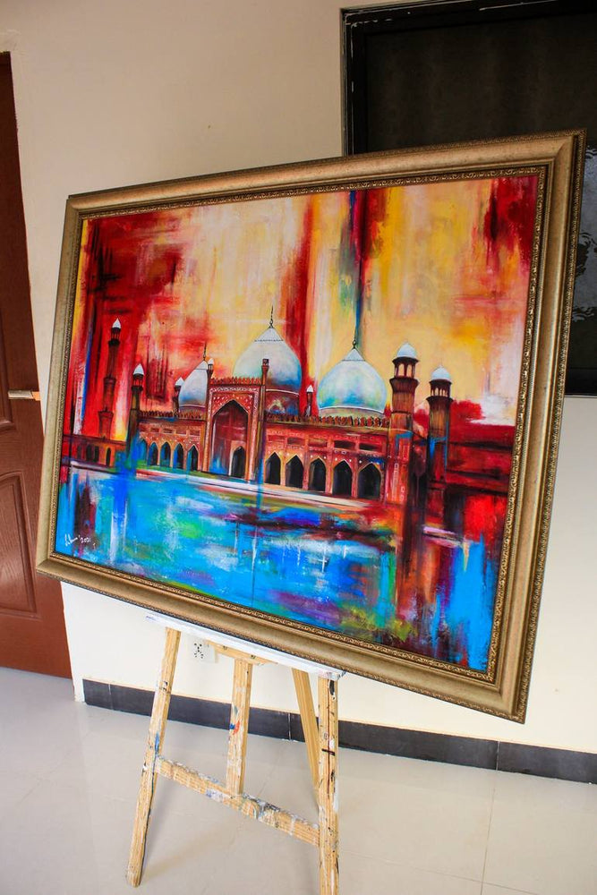 Badshahi Mosque Painting Modern Abstract Style Original Hand-painted | Textured Handmade Painting on Canvas